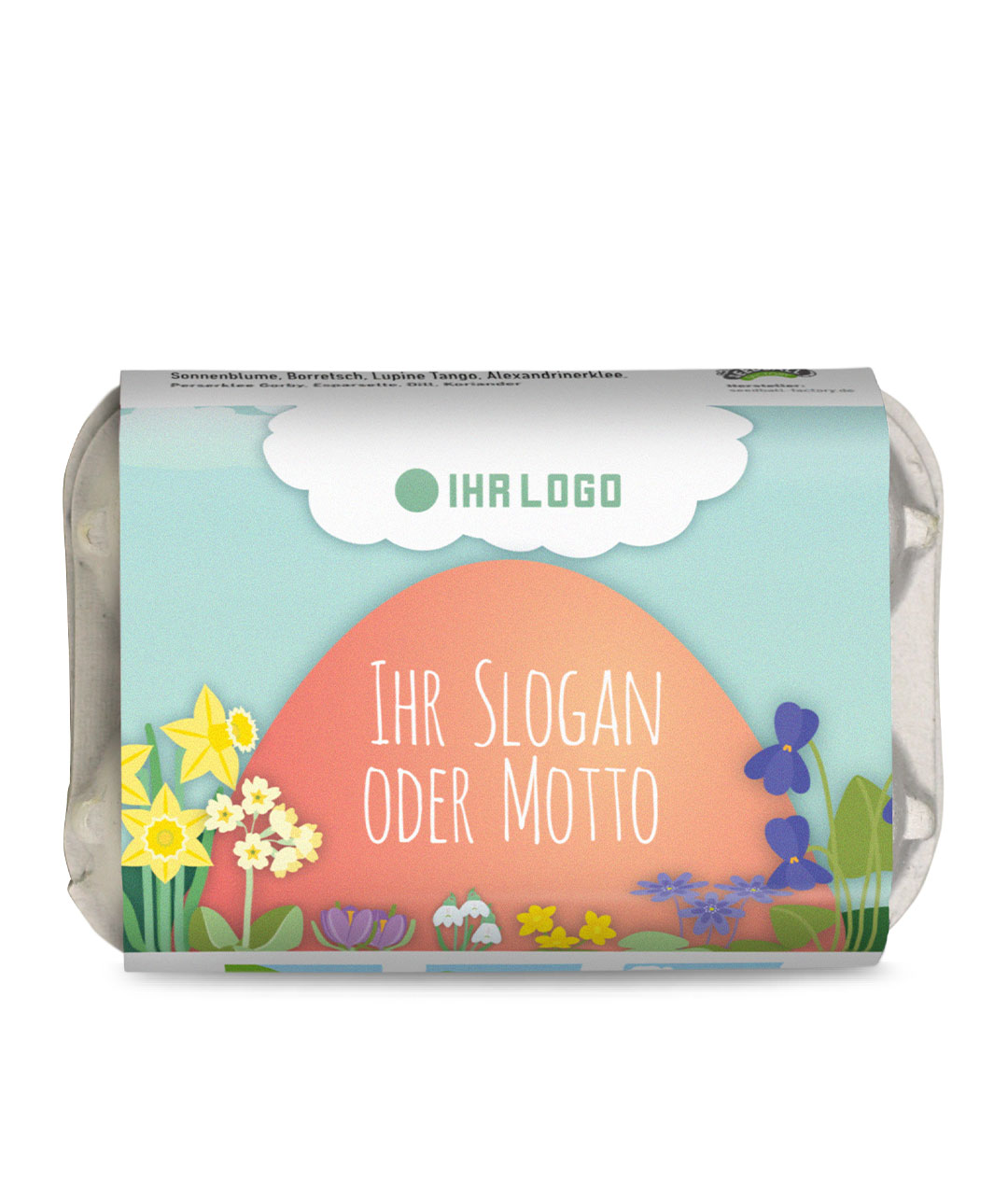 6 Samenkugeln im Mini-Eierkarton - Designvorschlag Ostern 2